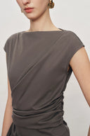Gemma Asymmetrical Structured Top in Cotton And Mulberry Silk Blend