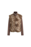 Gianna Knit Panel Faux Fox Fur Jacket