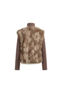 Gianna Knit Panel Faux Fox Fur Jacket