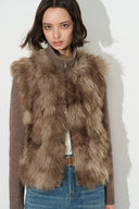 Gianna Knit Panel Faux Fox Fur Jacket