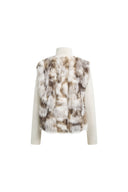 Gianna Knit Panel Jacket in Faux Fox Fur