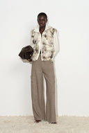 Gianna Knit Panel Jacket in Faux Fox Fur