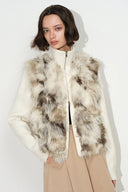Gianna Knit Panel Jacket in Faux Fox Fur