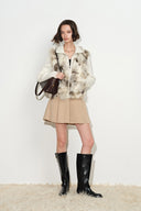 Gianna Knit Panel Jacket in Faux Fox Fur