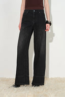 Glaire Curved Yoke Wide Leg Jeans in Cotton Denim