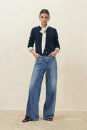 Jeans de pierna ancha recta con cremallera Glaire en denim de lyocell - Ajuste actualizado
