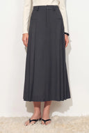 Gloria Pleated High Waist Skirt in Wool Blend