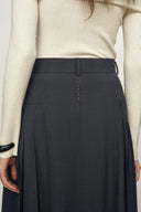 Gloria Pleated High Waist Skirt in Wool Blend