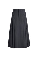 Gloria Pleated High Waist Skirt in Wool Blend