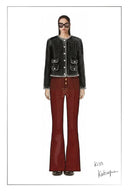 Grace Contrast Trim Boxy Cropped Cardigan in Wool Cotton Blend