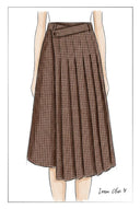 Skirt Balutan Berlipat Corak Houndstooth Grace