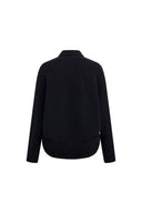 Gracia Black One Button Batwing Sleeve Knit Cardigan in Wool Blend