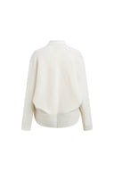 Gracia White One Button Batwing Sleeve Knit Cardigan in Wool Blend