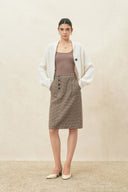 Gracia White One Button Batwing Sleeve Knit Cardigan in Wool Blend