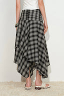 Gracie Ruched Asymmetric Plaid Skirt