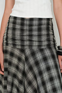 Gracie Ruched Asymmetric Plaid Skirt