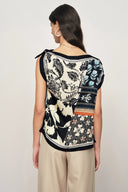 Gracie Scarf Panel Tie Shoulder Sleeveless Top in Viscose