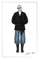 Graziosa Belted Fringed Safari Jacket in Wool Tweed