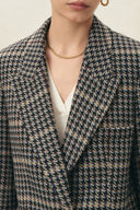 Greer Houndstooth Cropped Blazer in Wool Tweed