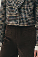 Greer Houndstooth Cropped Blazer in Wool Tweed