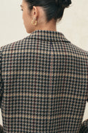 Greer Houndstooth Cropped Blazer in Wool Tweed