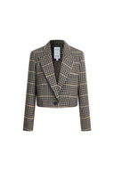 Greer Houndstooth Cropped Blazer in Wool Tweed