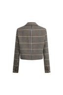 Greer Houndstooth Cropped Blazer in Wool Tweed