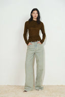 Hadrian Studded Wide Leg Jeans in Cotton Denim