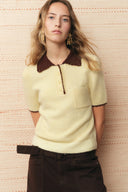 Hani Hand Crochet Polo Knit Top