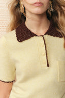 Hani Hand Crochet Polo Knit Top