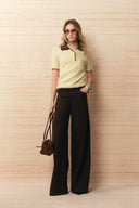 Hani Hand Crochet Polo Knit Top