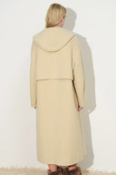 Cappotto lungo Harlan in misto lana con sciarpa con cappuccio e texture lavorata