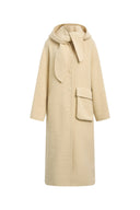 Cappotto lungo Harlan in misto lana con sciarpa con cappuccio e texture lavorata