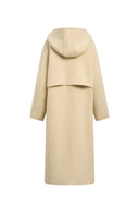 Cappotto lungo Harlan in misto lana con sciarpa con cappuccio e texture lavorata