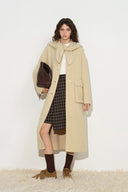 Cappotto lungo Harlan in misto lana con sciarpa con cappuccio e texture lavorata