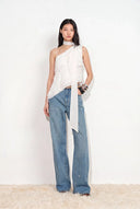 Harper Bow verzierte Jeans aus Baumwoll-Denim