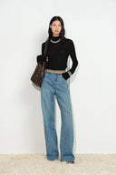 Harper Bow verzierte Jeans aus Baumwoll-Denim