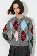 Cardigan corto aderente Hart Argyle in misto lana