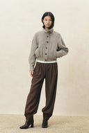 Hazel cropped Harrington-jas met textuur van een wolmix