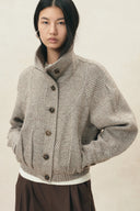 Hazel cropped Harrington-jas met textuur van een wolmix