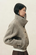 Hazel cropped Harrington-jas met textuur van een wolmix