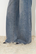 Hazel Vintage Deconstructed Barrel Leg Jeans in Cotton Denim
