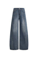 Hazel Vintage Deconstructed Barrel Leg Jeans in Cotton Denim
