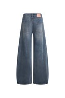 Hazel Vintage Deconstructed Barrel Leg Jeans in Cotton Denim