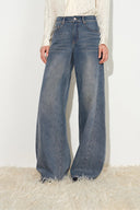 Hazel Vintage Deconstructed Barrel Leg Jeans in Cotton Denim