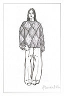 Heacham Argyle Jacquard Cropped Crewneck Sweater in Alpaca Blend