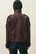 Chaqueta Hélène de cuero vegano con cuello mao texturizado