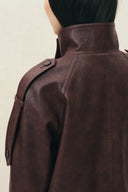 Chaqueta Hélène de cuero vegano con cuello mao texturizado