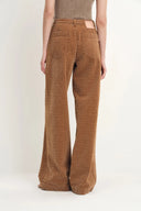 Hilda Geometric Texture Baggy Jeans in Faded Jacquard Denim
