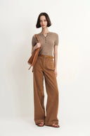 Hilda Geometric Texture Baggy Jeans in Faded Jacquard Denim